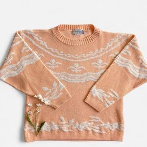 Vintage Peach Patterned Sweater